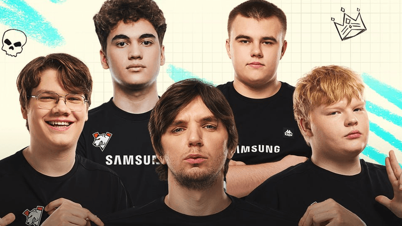 Логотип Virtus.pro на фоне игрового процесса CS2