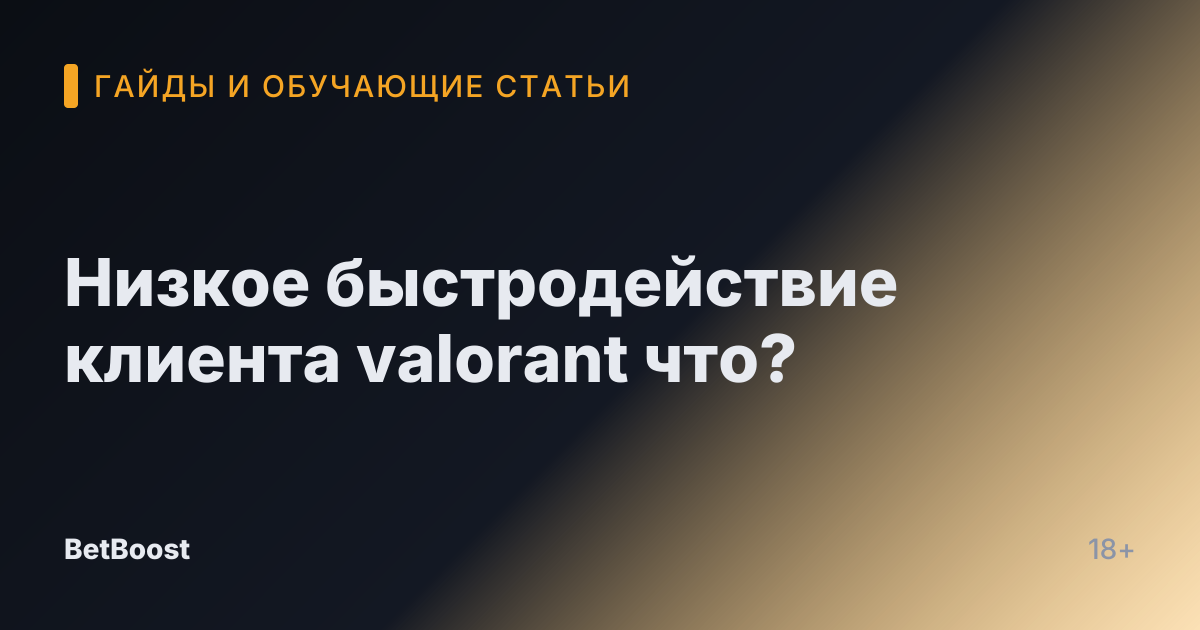 Низкое быстродействие клиента valorant что?