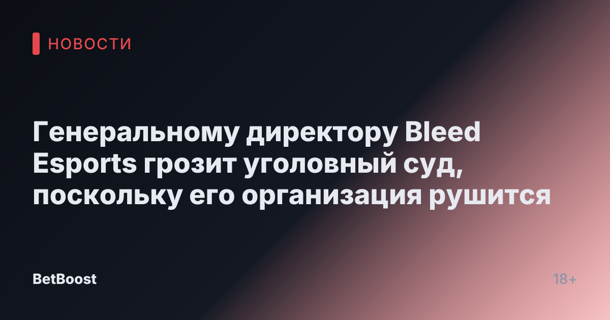 Генеральному директору Bleed Esports грозит уголовный суд, поскольку его организация рушится