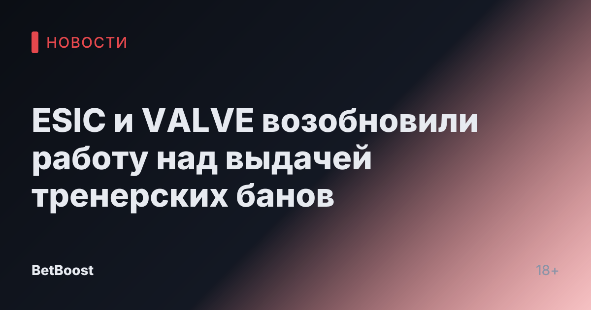 ESIC и VALVE возобновили работу над выдачей тренерских банов
