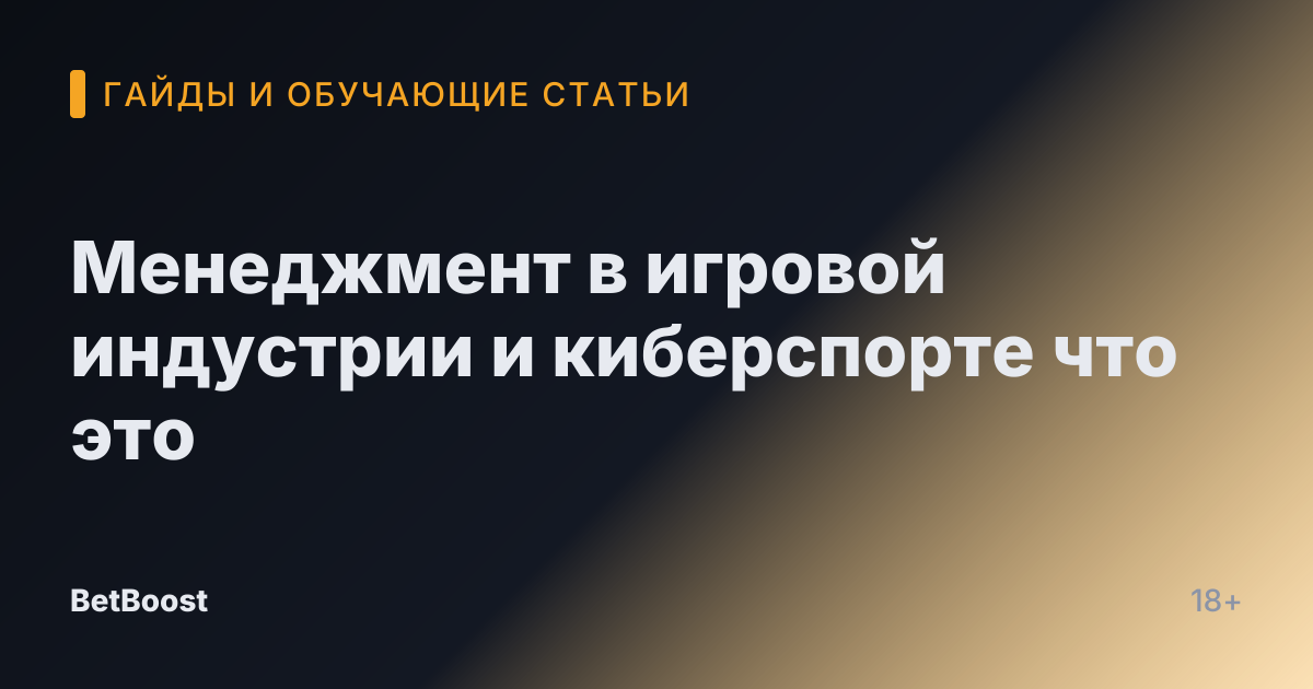 Менеджмент в игровой индустрии и киберспорте что это