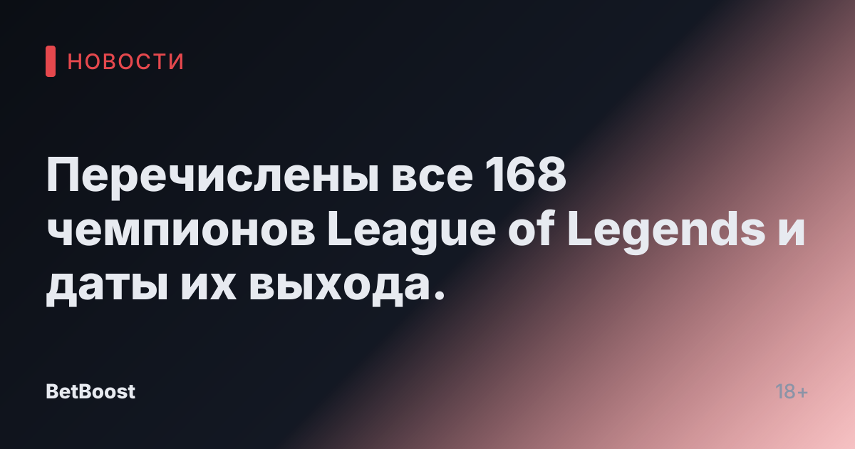 Перечислены все 168 чемпионов League of Legends и даты их выхода.