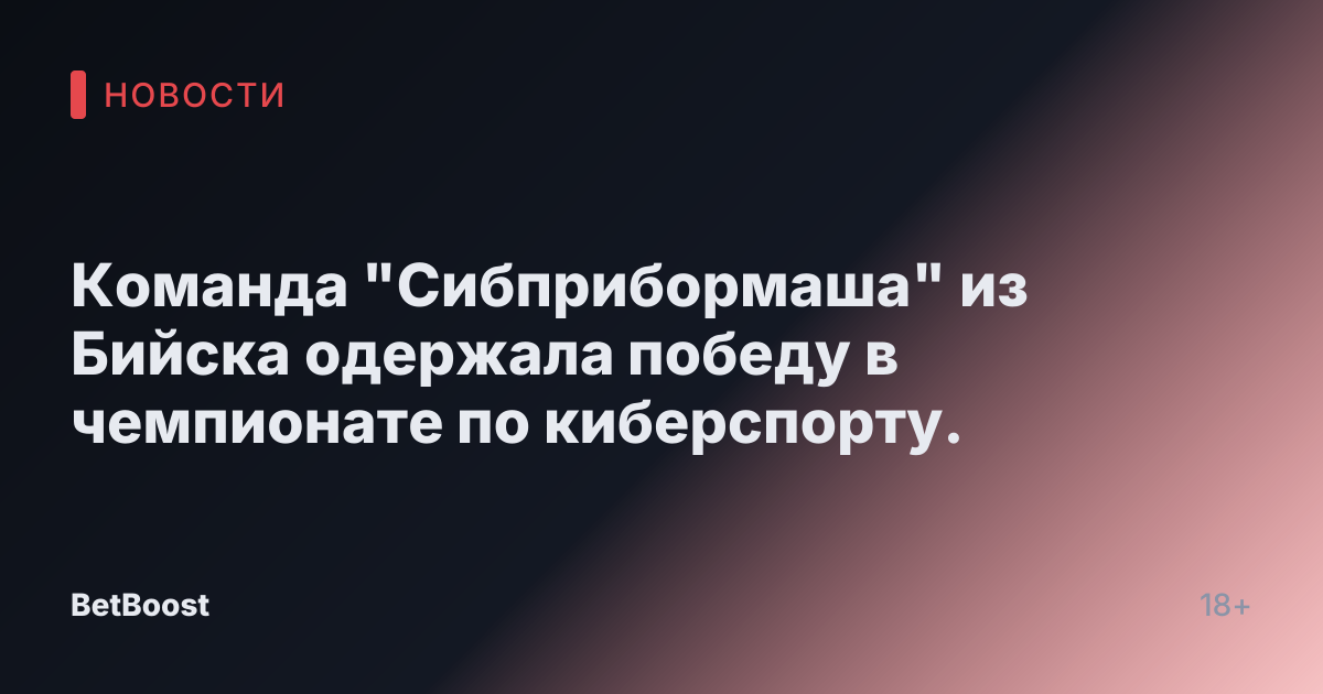Команда "Сибприбормаша" из Бийска одержала победу в чемпионате по киберспорту.