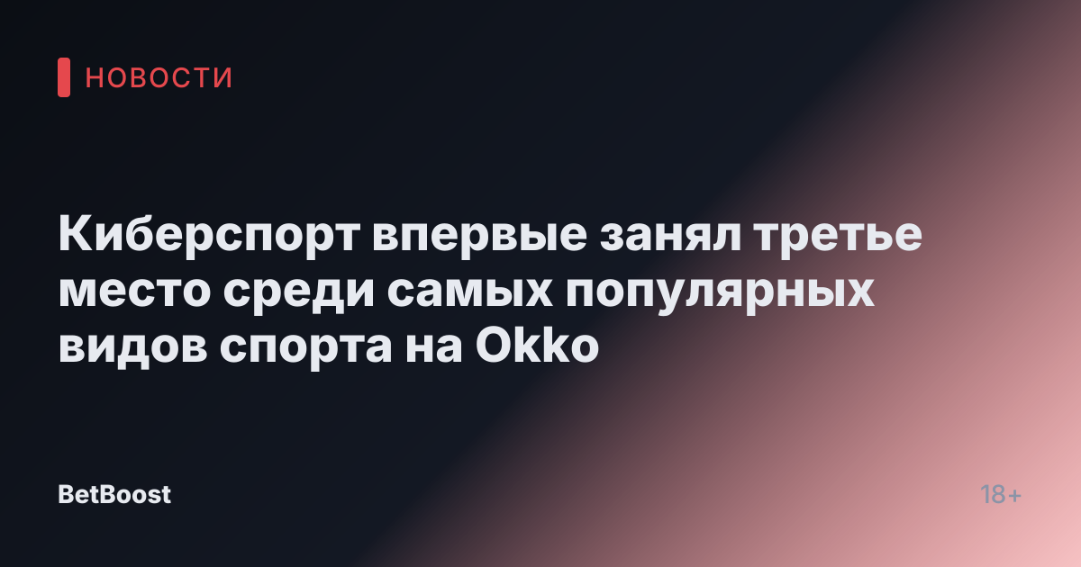 Киберспорт впервые занял третье место среди самых популярных видов спорта на Okko