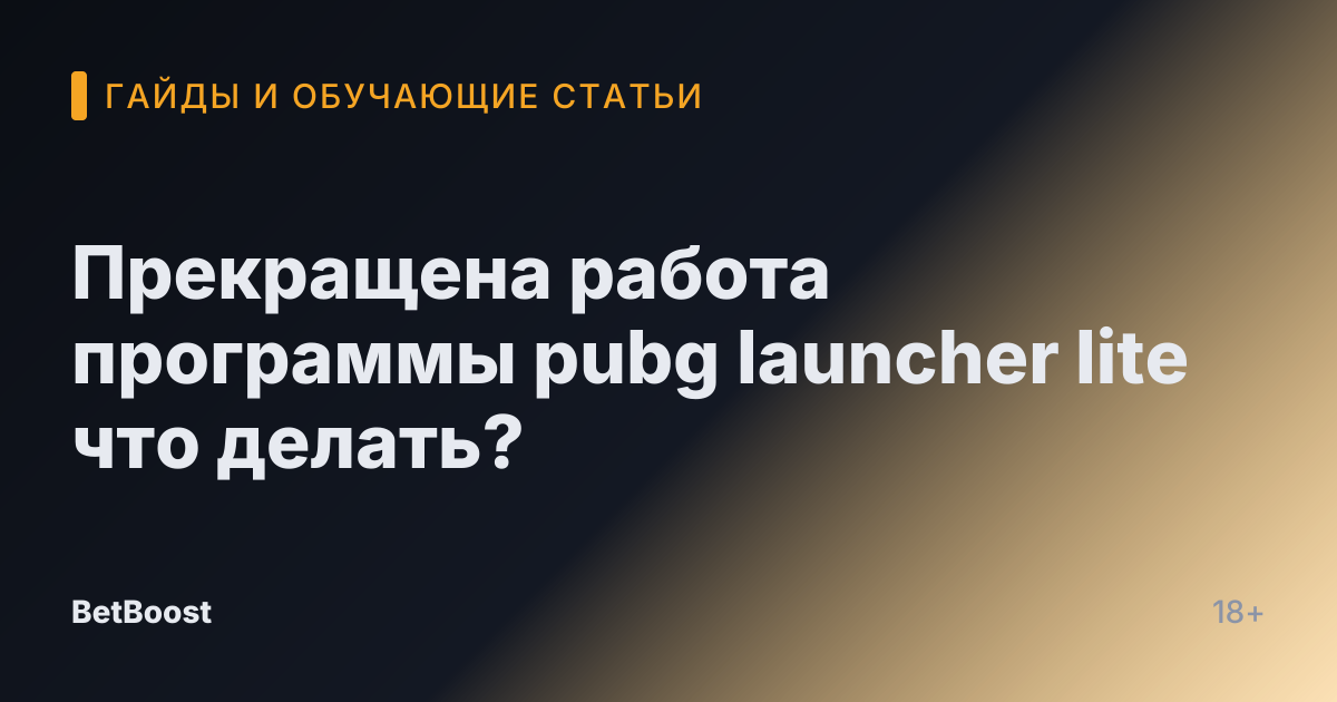 Прекращена работа программы pubg launcher lite что делать?