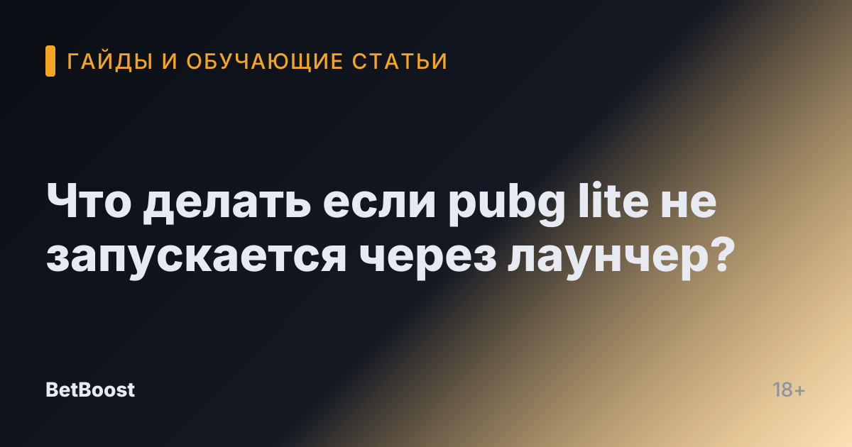 Что делать если pubg lite не запускается через лаунчер?