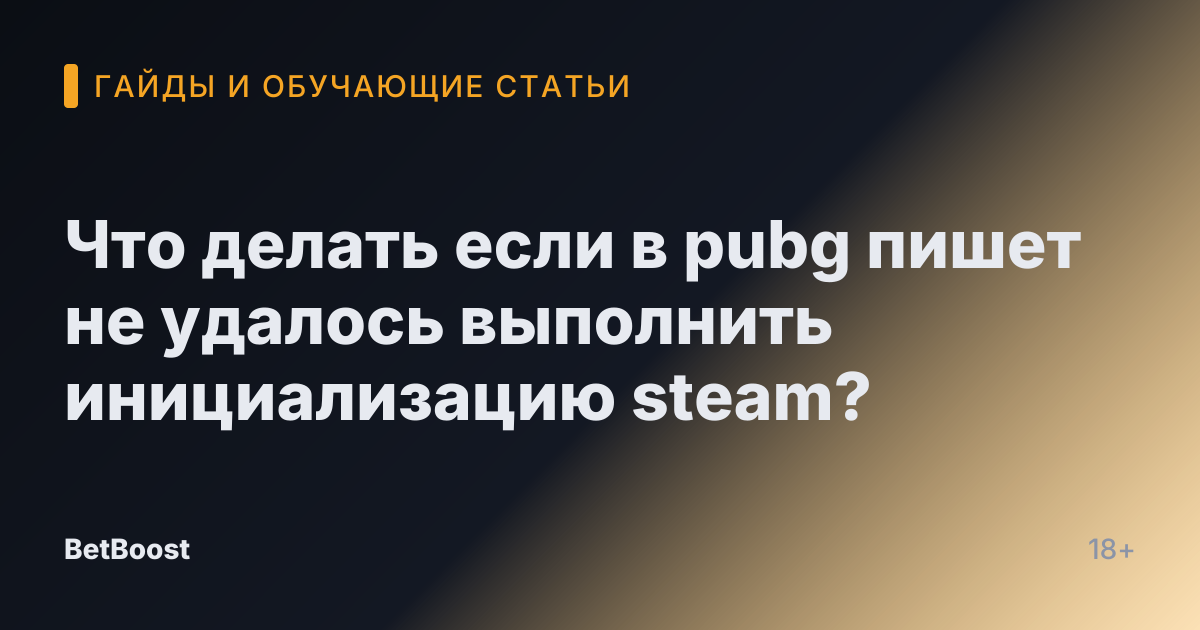 Что делать если в pubg пишет не удалось выполнить инициализацию steam?