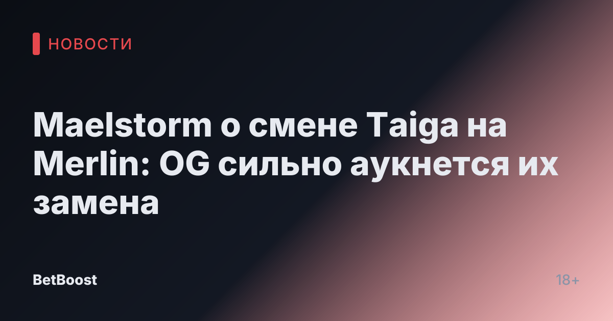 Maelstorm о смене Taiga на Merlin: OG сильно аукнется их замена