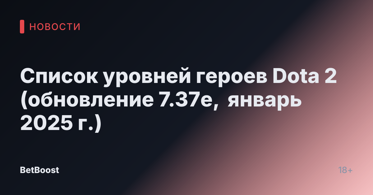 Список уровней героев Dota 2 (обновление 7.37e, январь 2025 г.)