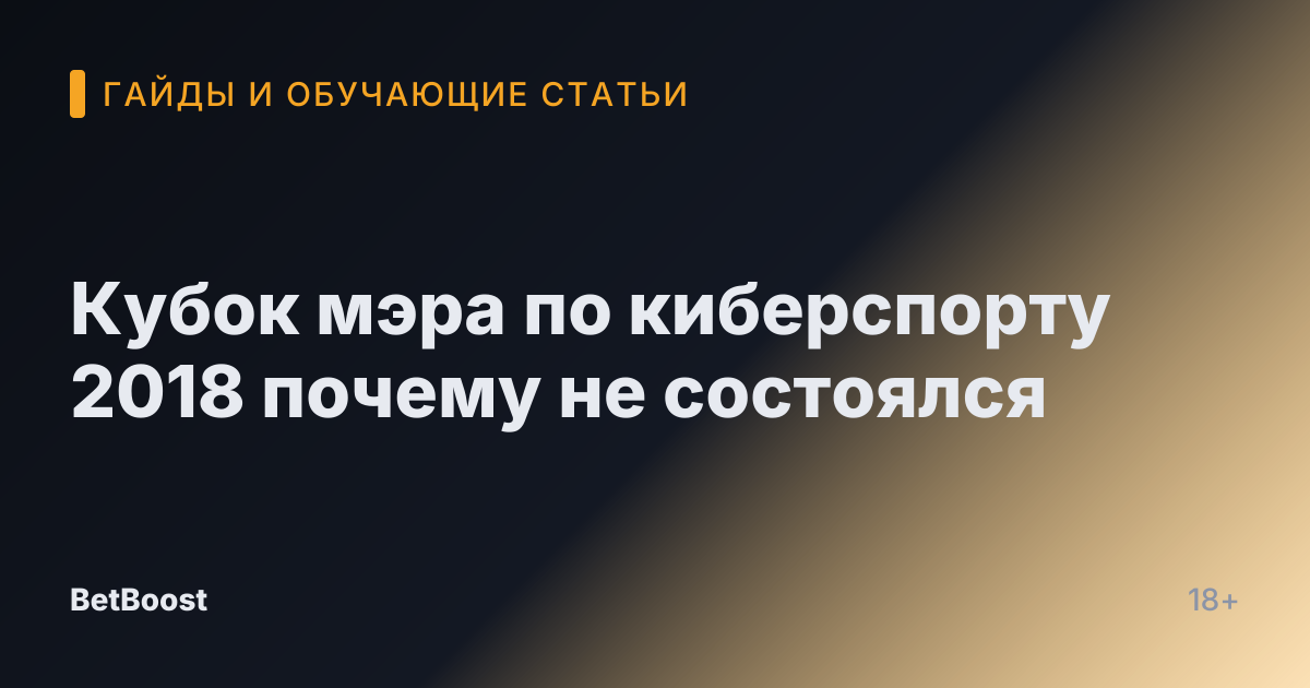 Кубок мэра по киберспорту 2018 почему не состоялся