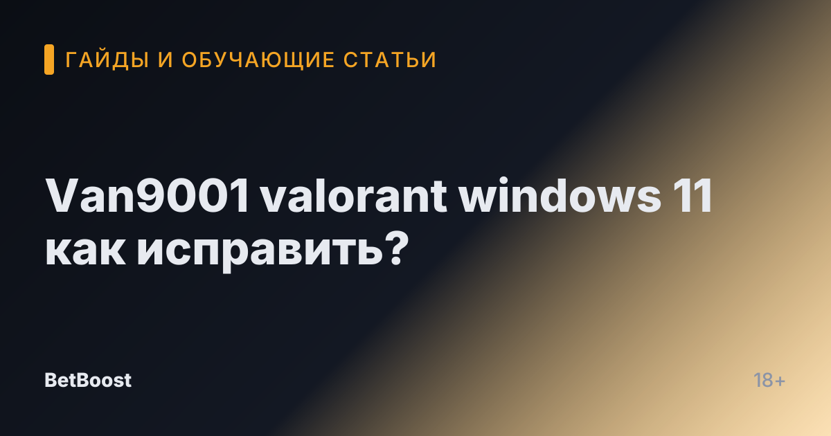 Van9001 valorant windows 11 как исправить?