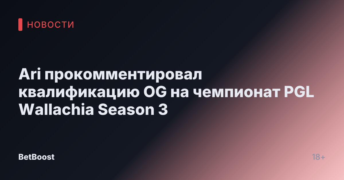 Ari прокомментировал квалификацию OG на чемпионат PGL Wallachia Season 3