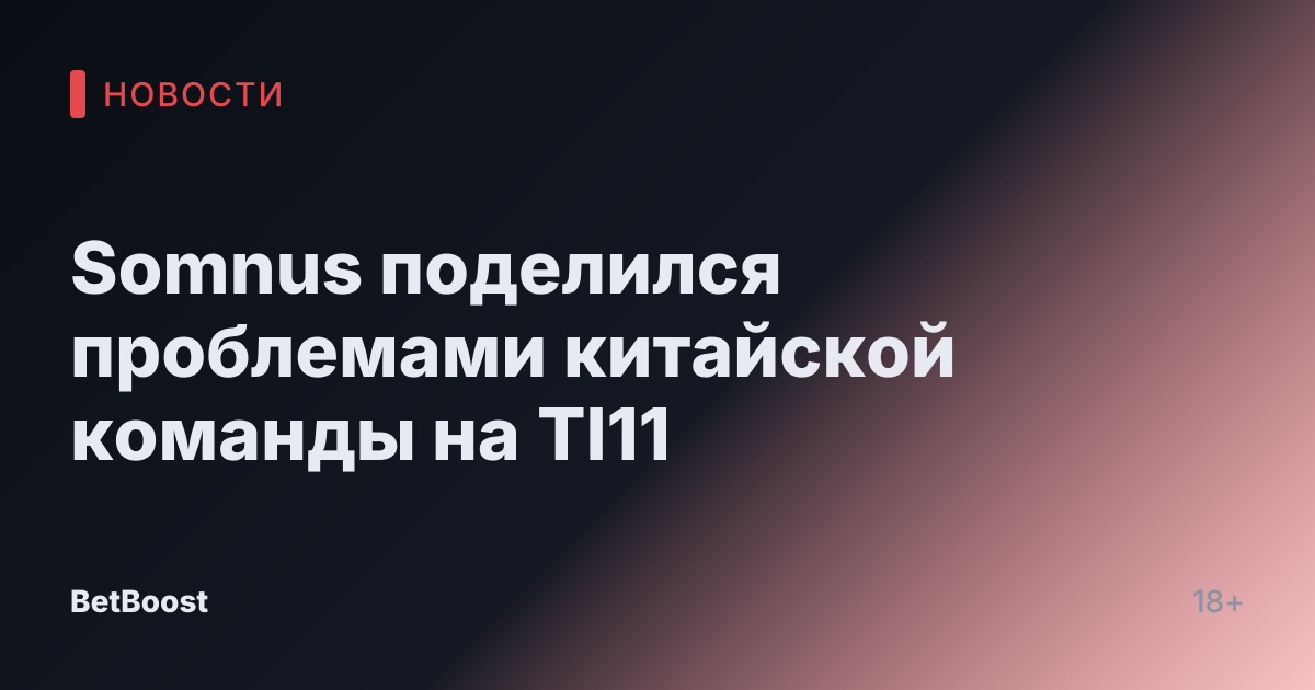 Somnus поделился проблемами китайской команды на TI11