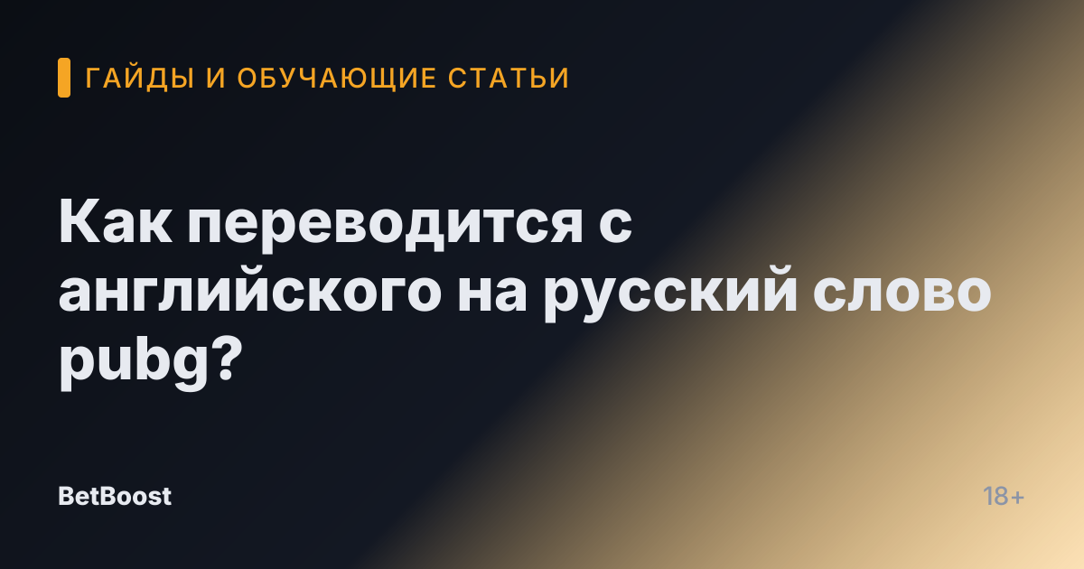Как переводится с английского на русский слово pubg?
