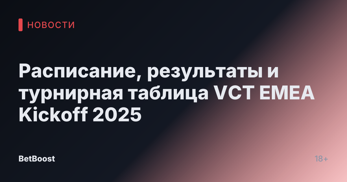 Расписание, результаты и турнирная таблица VCT EMEA Kickoff 2025