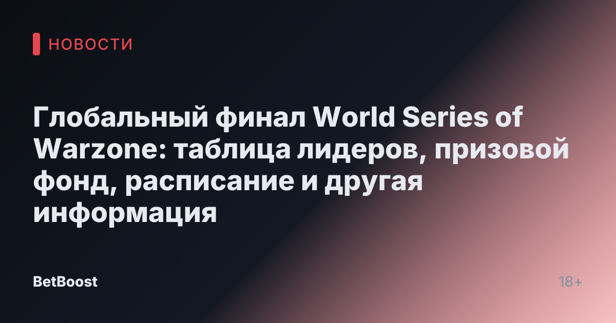 Глобальный финал World Series of Warzone: таблица лидеров, призовой фонд, расписание и другая информация