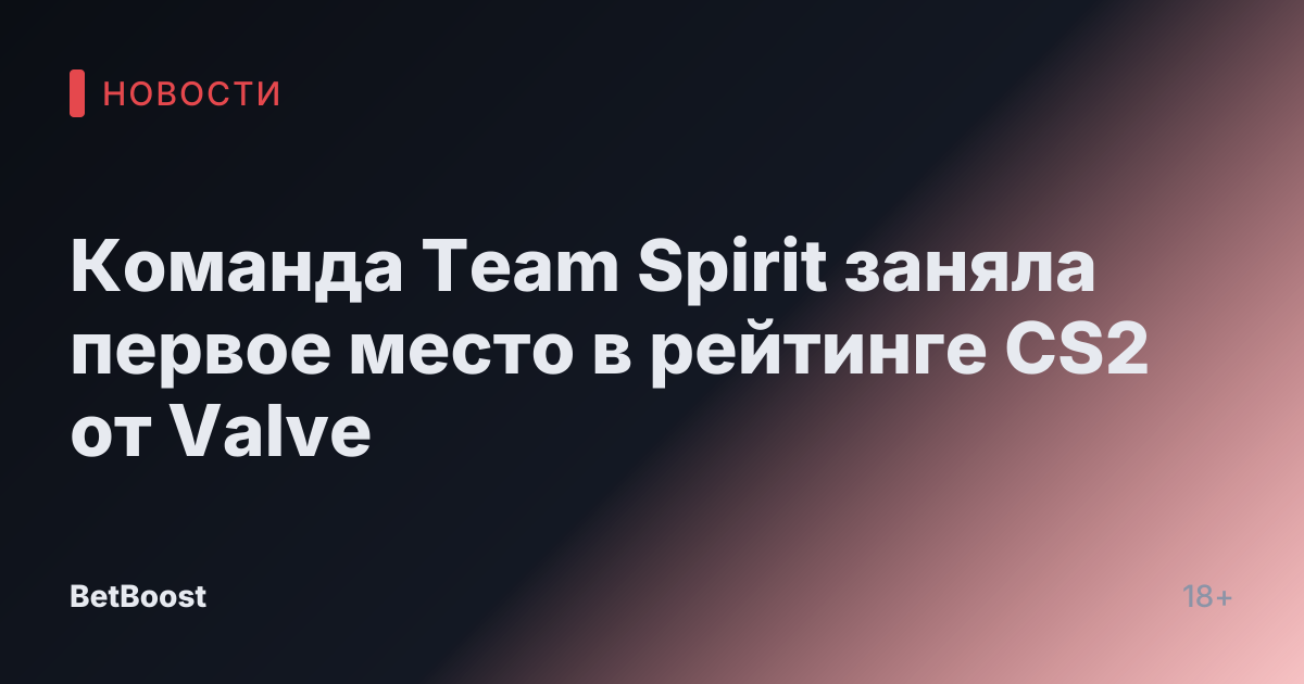 Команда Team Spirit заняла первое место в рейтинге CS2 от Valve