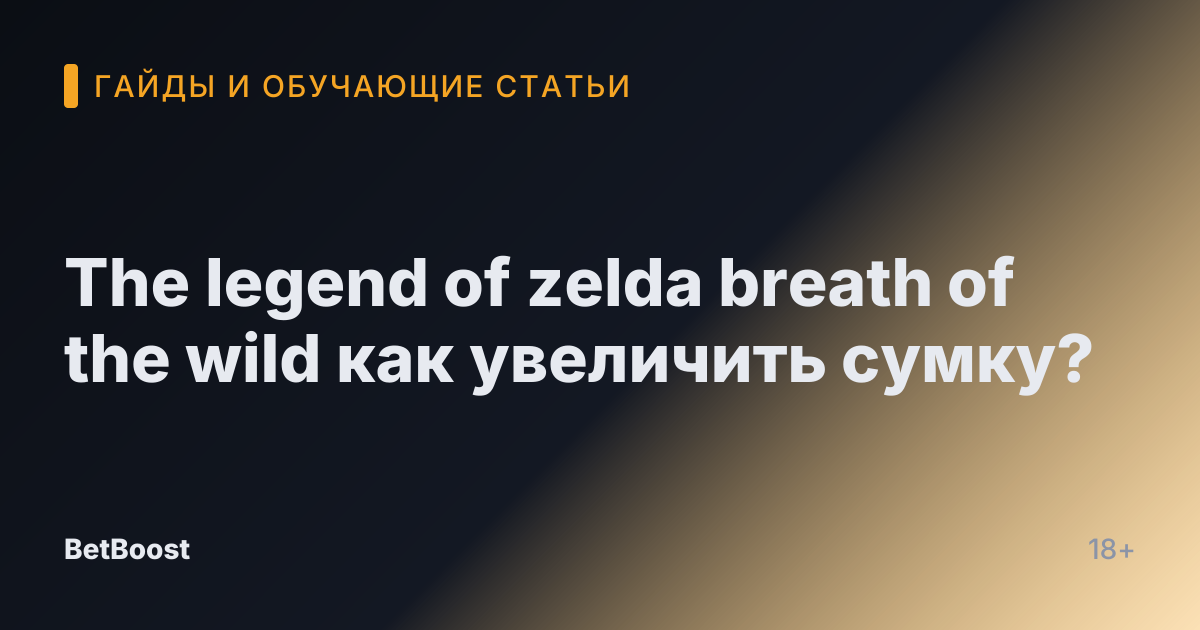 The legend of zelda breath of the wild как увеличить сумку?