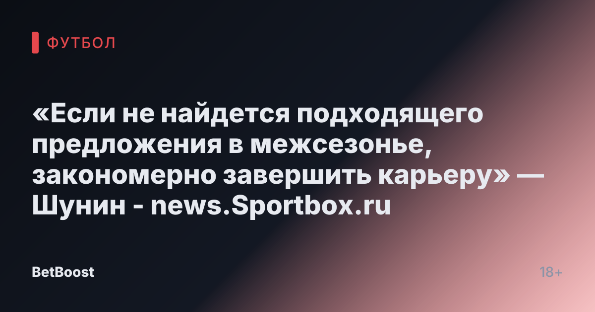 «Если не найдется подходящего предложения в межсезонье, закономерно завершить карьеру» — Шунин - news.Sportbox.ru
