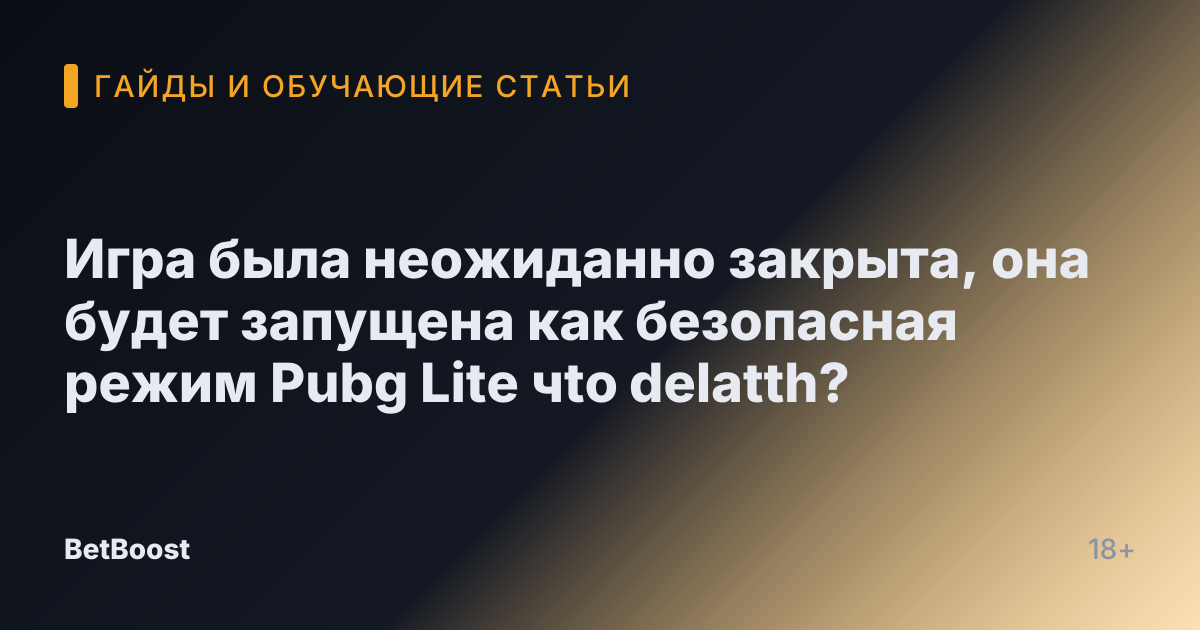 Игра была неожиданно закрыта, она будет запущена как безопасная режим Pubg Lite чto delatth?