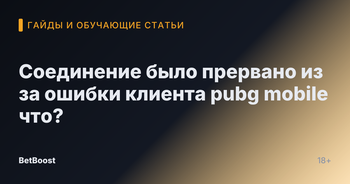Соединение было прервано из за ошибки клиента pubg mobile что?