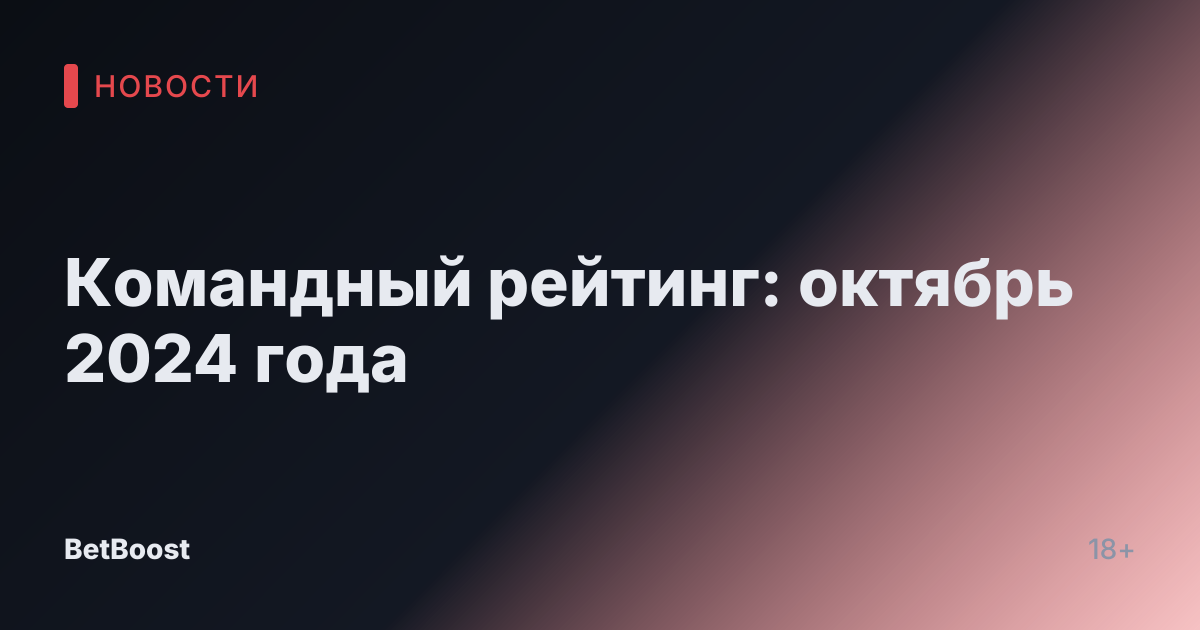 Командный рейтинг: октябрь 2024 года