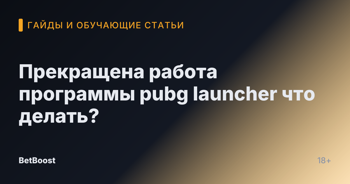 Прекращена работа программы pubg launcher что делать?