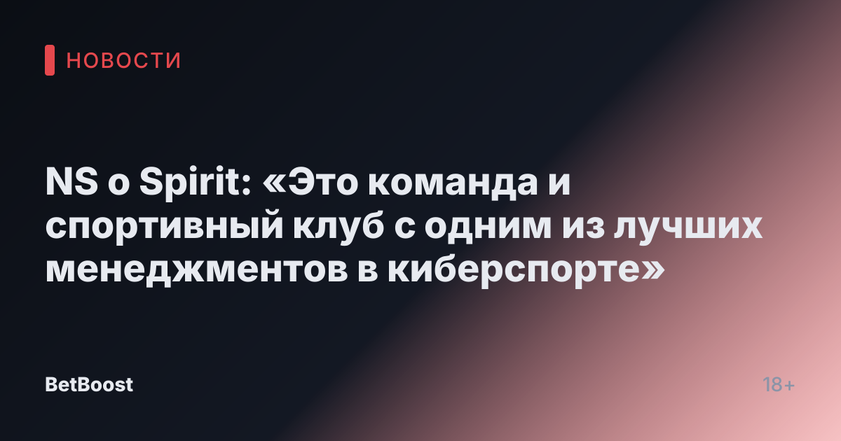 NS о Spirit: «Это команда и спортивный клуб с одним из лучших менеджментов в киберспорте»