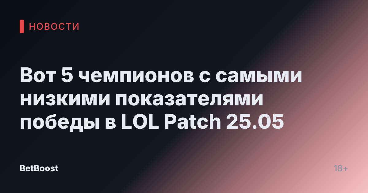 Вот 5 чемпионов с самыми низкими показателями победы в LOL Patch 25.05