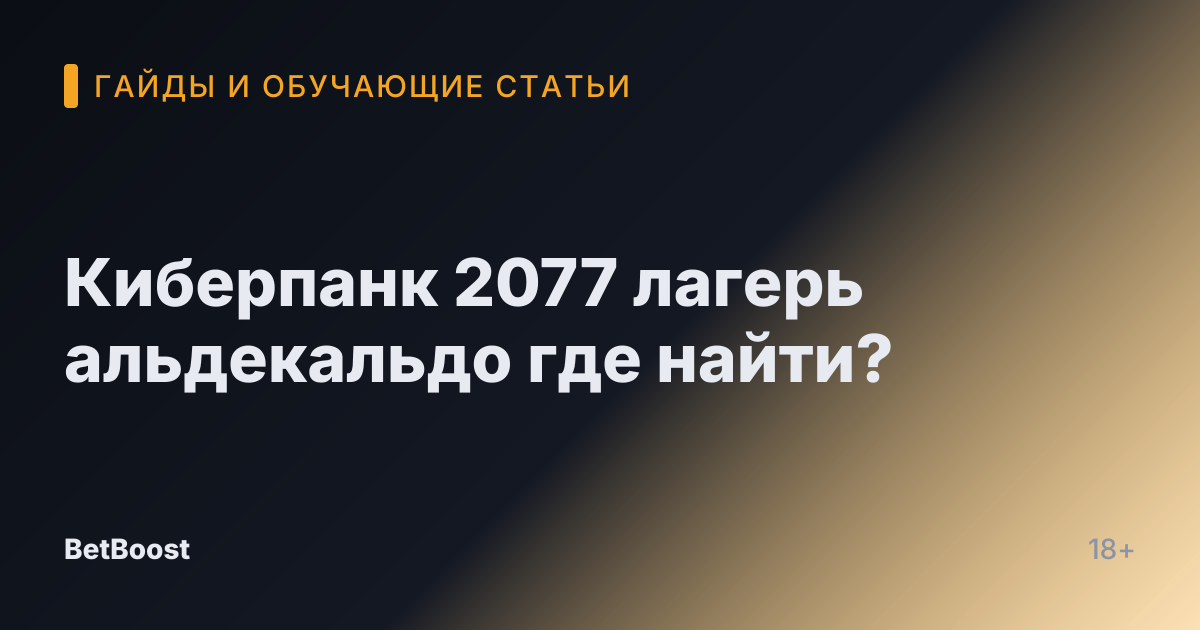 Киберпанк 2077 лагерь альдекальдо где найти?