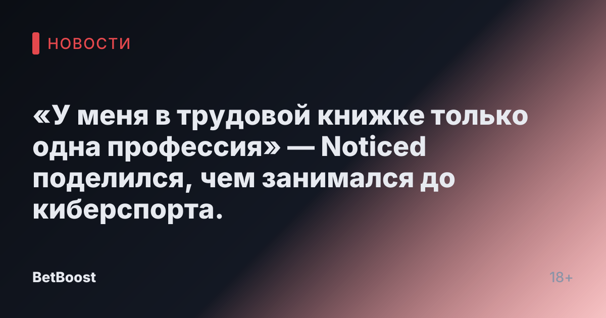 «У меня в трудовой книжке только одна профессия» — Noticed поделился, чем занимался до киберспорта.