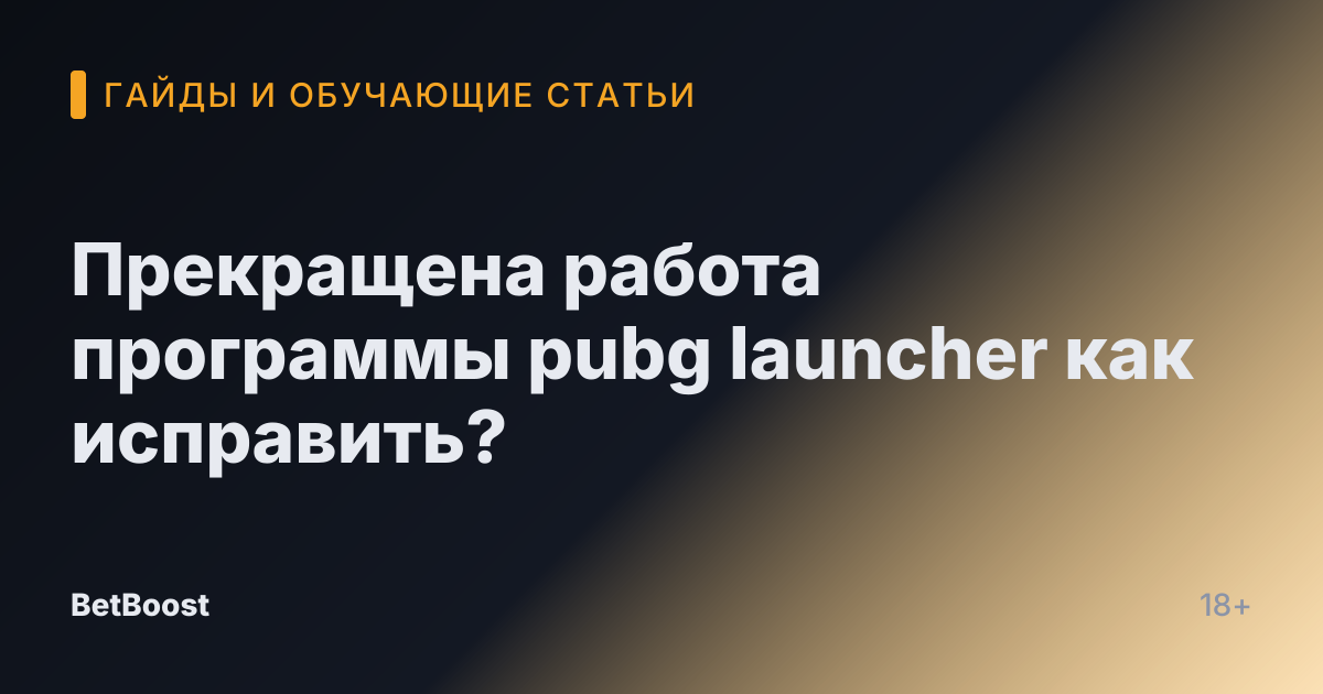Прекращена работа программы pubg launcher как исправить?