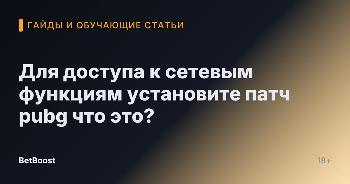 Для доступа к сетевым функциям установите патч pubg что это?