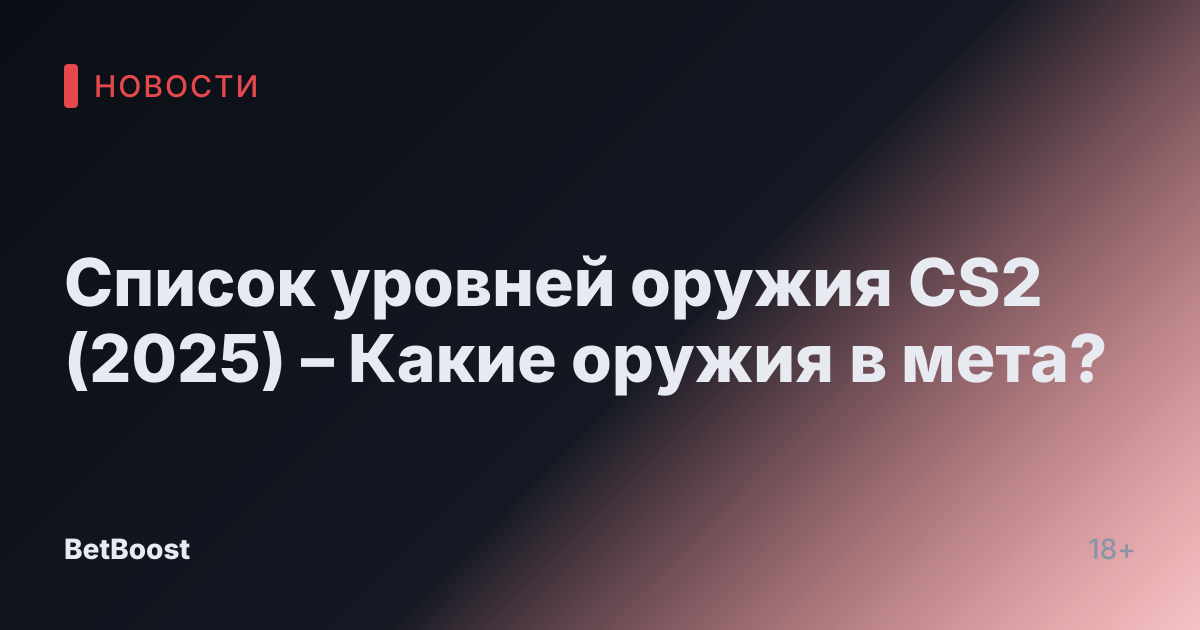 Список уровней оружия CS2 (2025) – Какие оружия в мета?