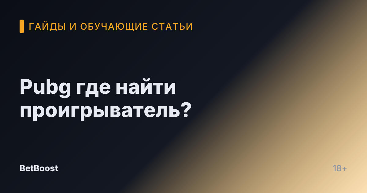 Pubg где найти проигрыватель?