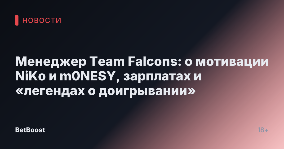Менеджер Team Falcons: о мотивации NiKo и m0NESY, зарплатах и «легендах о доигрывании»