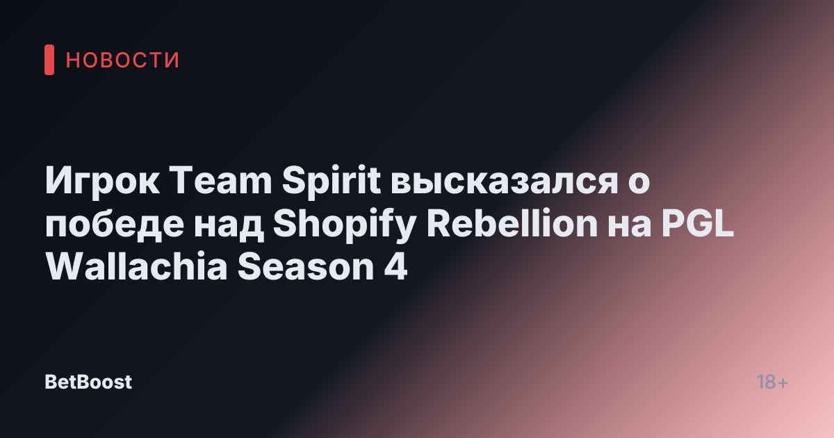 Игрок Team Spirit высказался о победе над Shopify Rebellion на PGL Wallachia Season 4