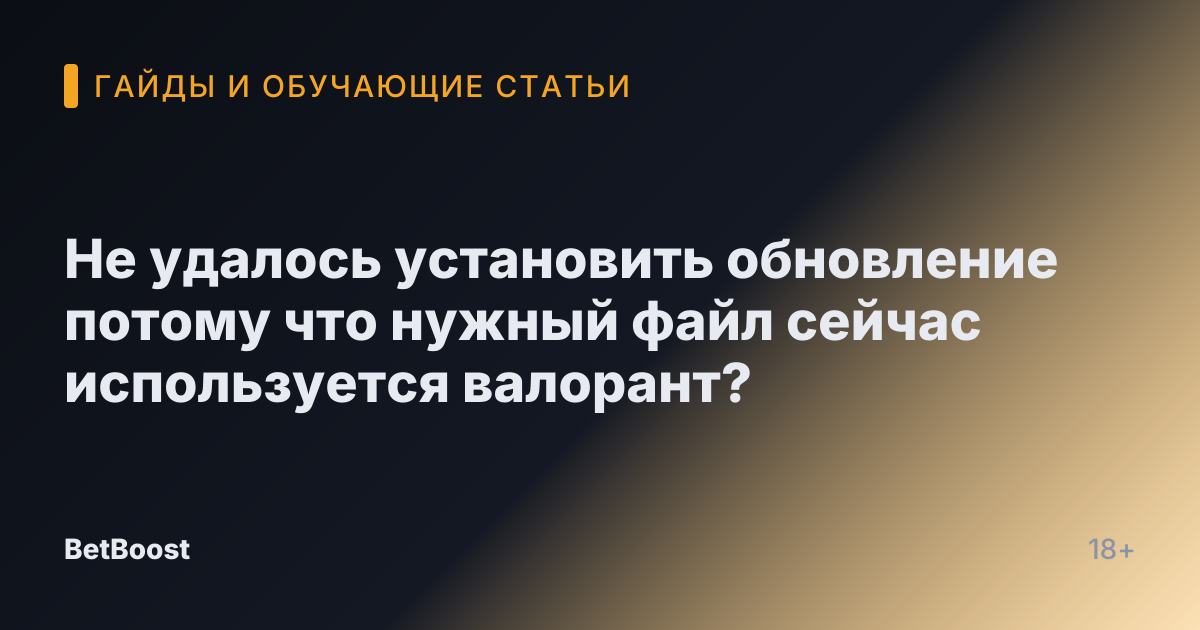 Не удалось установить обновление потому что нужный файл сейчас используется валорант?