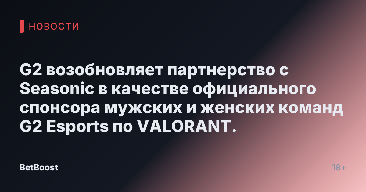 G2 возобновляет партнерство с Seasonic в качестве официального спонсора мужских и женских команд G2 Esports по VALORANT.