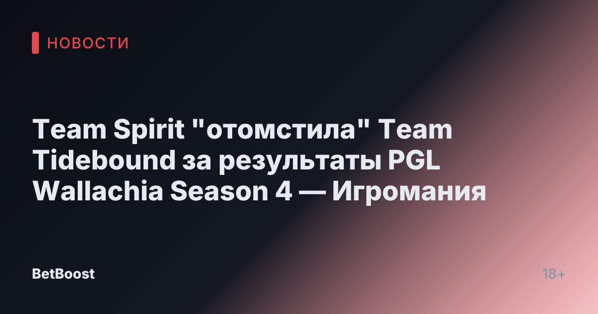 Team Spirit "отомстила" Team Tidebound за результаты PGL Wallachia Season 4 — Игромания