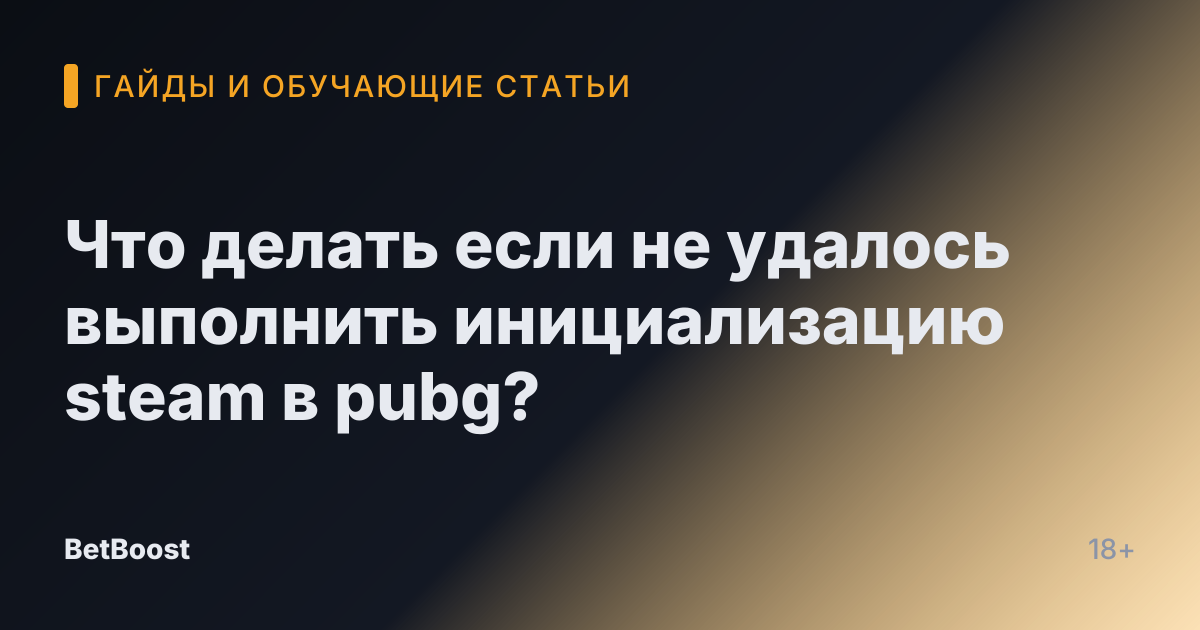 Что делать если не удалось выполнить инициализацию steam в pubg?