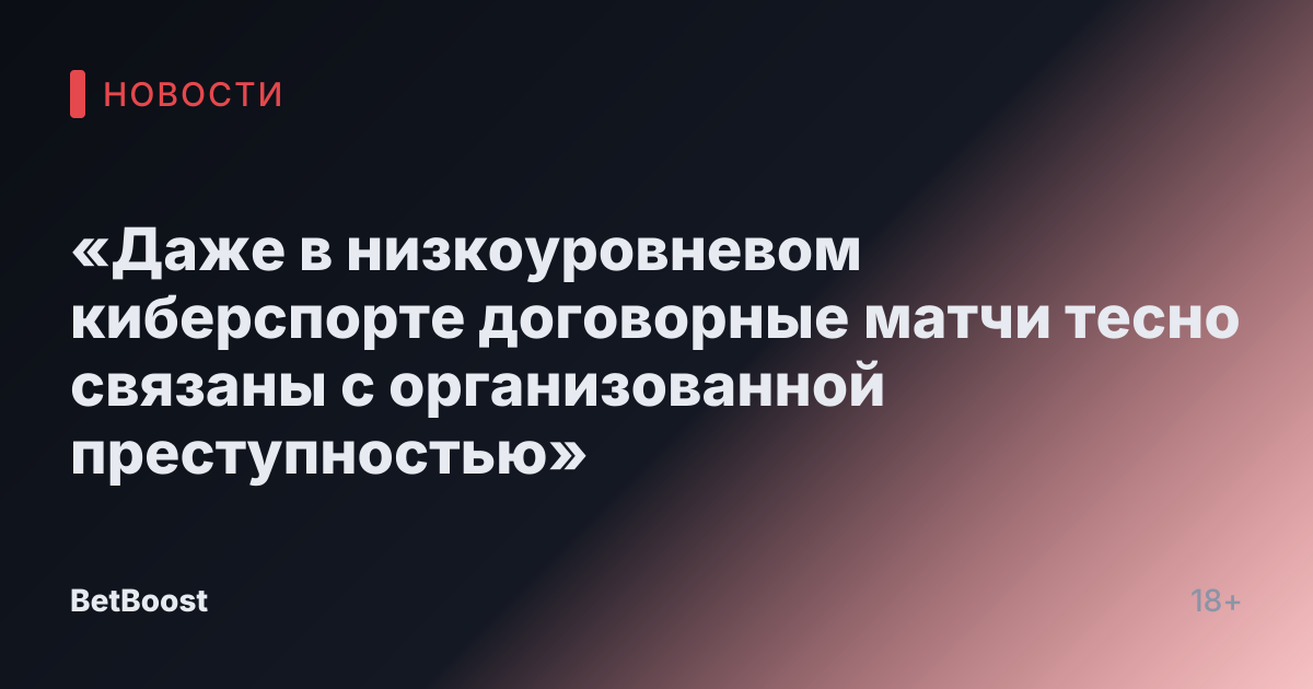«Даже в низкоуровневом киберспорте договорные матчи тесно связаны с организованной преступностью»