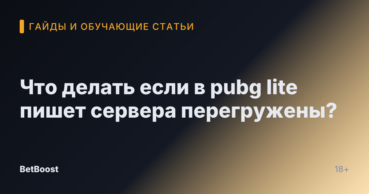Что делать если в pubg lite пишет сервера перегружены?