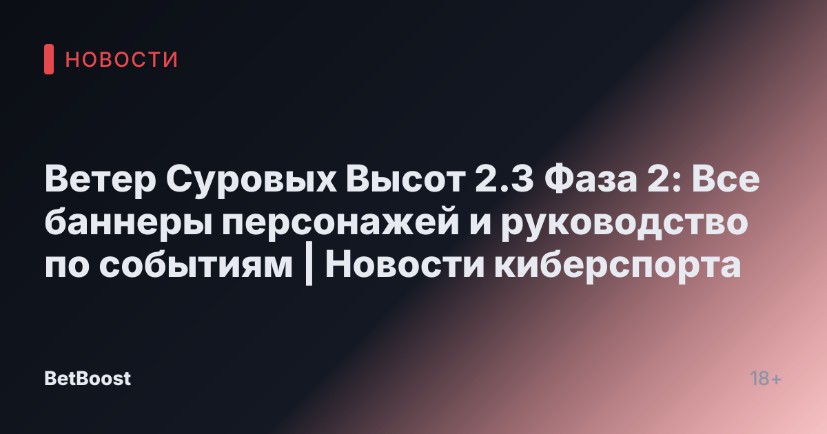 Ветер Суровых Высот 2.3 Фаза 2: Все баннеры персонажей и руководство по событиям | Новости киберспорта
