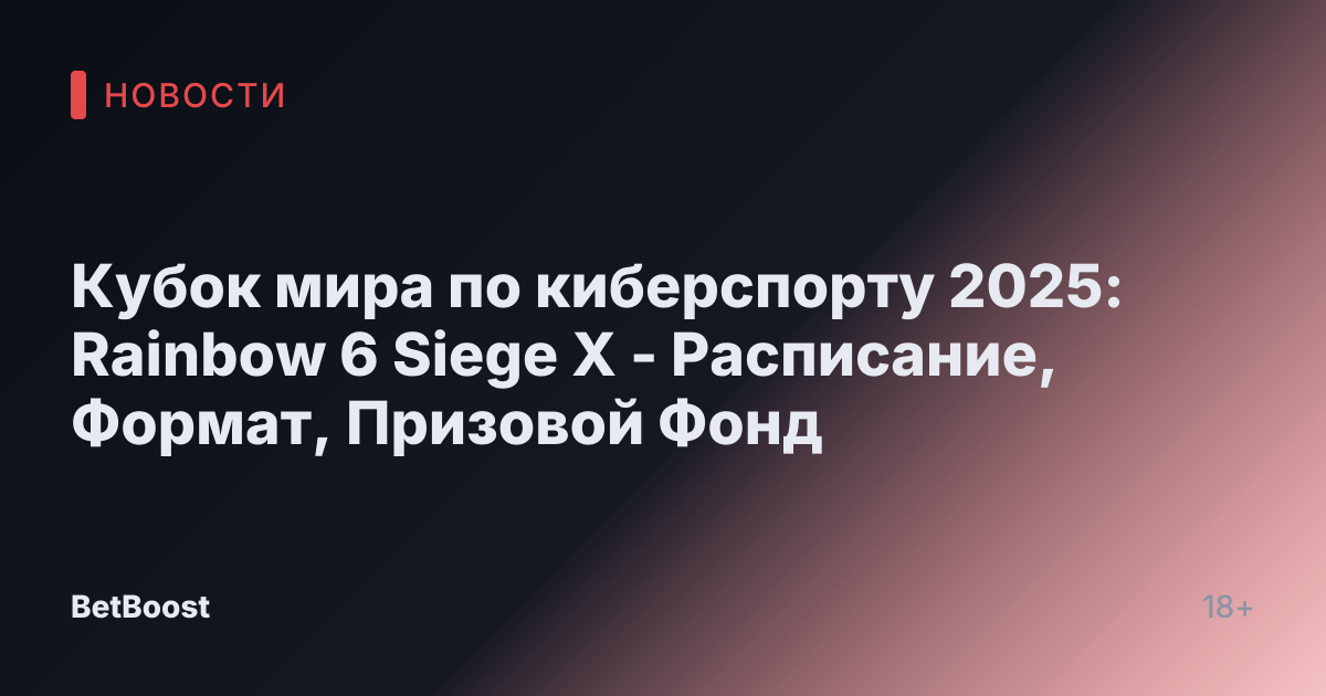 Кубок мира по киберспорту 2025: Rainbow 6 Siege X - Расписание, Формат, Призовой Фонд