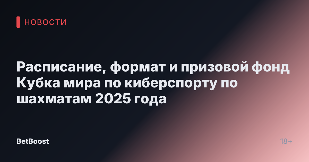 Расписание, формат и призовой фонд Кубка мира по киберспорту по шахматам 2025 года