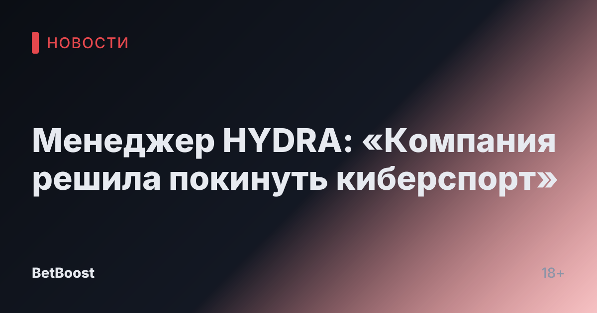 Менеджер HYDRA: «Компания решила покинуть киберспорт»