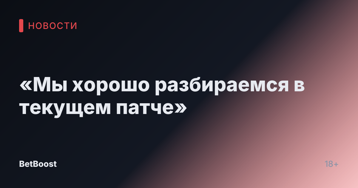 «Мы хорошо разбираемся в текущем патче»