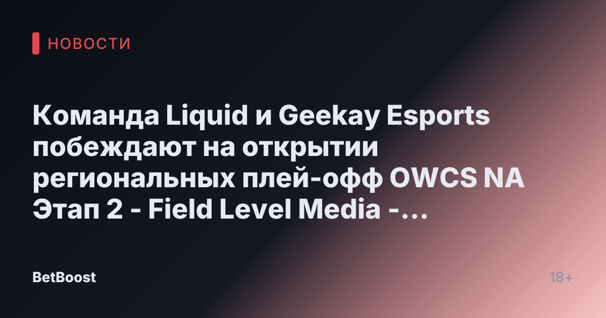 Команда Liquid и Geekay Esports побеждают на открытии региональных плей-офф OWCS NA Этап 2 - Field Level Media - Решения для профессионального спортивного контента