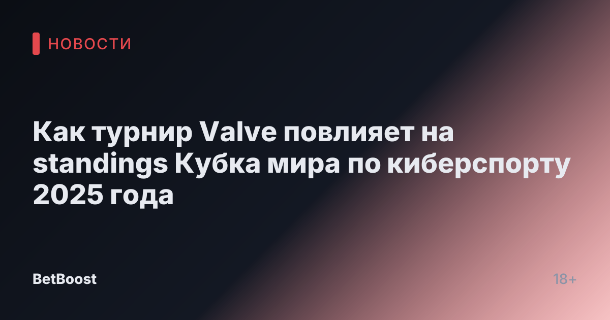 Как турнир Valve повлияет на standings Кубка мира по киберспорту 2025 года